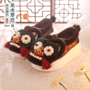 Handmade Tiger Head Shoes Womens Thick Bottom Heightening Non-Erlang Traditional Embroidered Shoes Ethnic Style Womens Shoes