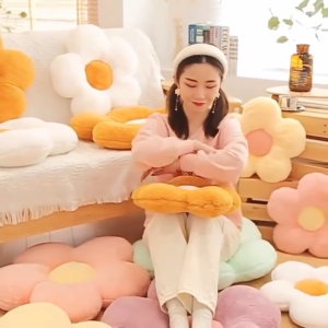 Cute Plush Sunflower Pillow Chair Seat Cushion Bedside Cushion French Pillow Gift