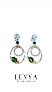 LENYA ต่างหูพลอยบลูโทแพซ เสริมความมั่นใจ ชัดเจน ปัญญา ขนาด 7x5 มิล ตัวเรือนเงินแท้925 ชุบทองคำขาว