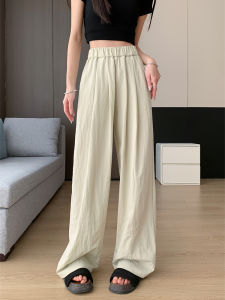 High Waist Straight Leg Wide Leg Pants Quick Dry Ice Silk Womens Summer plus Size Casual Cotton Linen Floor Length Sun Protection Pants