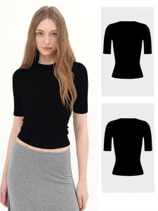 Elegant Stylish Black Fitted Short Sleeve T-shirt