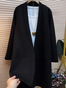 plus Size Womens Autumn New Outerwear Coat Long Sleeve V-Neck Korean Style Slimming Meat Covering Mysterious Atmosphere