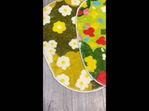 พรมเช็ดเท้าขนนุ่ม มียางกันลื่น ซับน้ำได้ดี ลายดอกไม้ 40x60 cm.