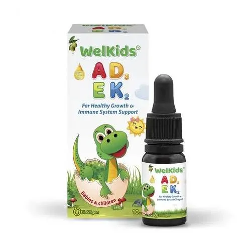 WelKids ADEK tinh khiết bổ sung vitamin D3, K2 và A,E tan trong dầu olive hữu cơ tăng chiều cao cho bé dung tích 10ml