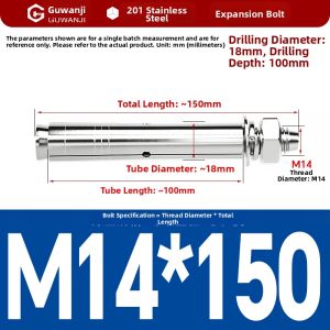 GUWANJI | Galvanized 304 Stainless Steel Expansion Screws 10mm