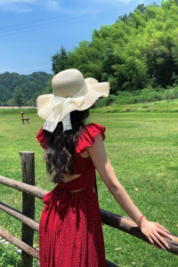 French Style Off-Shoulder Red Backless Dress Womens Summer Beach Vacation Beautiful Waist-Cinching Long Dress Travel Wear