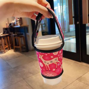 Portable Handheld Heat Insulation Milk Tea Cup Cover Coffee Cup Holder Universal Children Anti-Scalding Cup Sleeve Cartoon Design