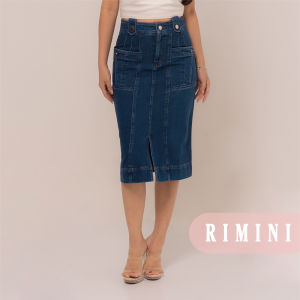 RIMINI - Rok Span Jeans Cargo Wanita Midi Double Pocket Denim Size S-XL - Yeorin Skirt 3033