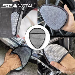 Seametal bánh xe găng tay dọn dẹp hình trái tim khoảng cách lau sơn xe và tẩy lông dual-sử dụng miếng bọt biển tạo bọt khử trùng găng tay