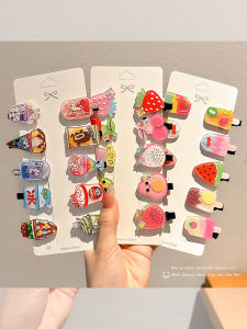 2025 New Cute Fruit Ice Cream Colorful Hair Clips Womens Childrens Side Bangs Hair Clips Hair Accessories Frizz Hair Pins