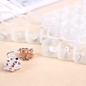 28 Slots Clear Plastic Box Jewelry Diamond Storage Box Home Storage Organization Jewelry Case Adjustable Grids