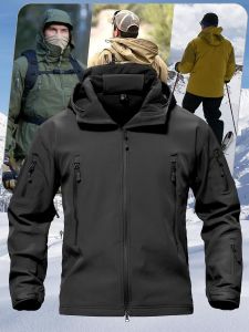 TUCANO Mens Special Ops Military Tactical Rain Jackets Winter Warm Fleece Softshell Hooded Raincoat Snowboard