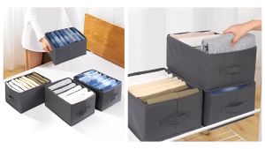 53L Clothes Storage Box Foldable Shirt Organization Basket Clothing Drawer Wardrobe Organizer