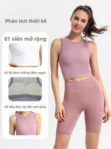 Miiow | High-Intensity Pilates Yoga Womens Underwear Strap Vest With Chest Pad Shockproof Sports Inner Wear Short Sleeve Crew Neck