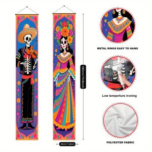 Biểu Ngữ Halloween Hình Mèo Đen Bí Ngô Bia Mộ Dơi Ma Quái Cây Rèm Treo Bằng Polyester Trang Trí Hiên Nhà Đồ Trang Trí Tiệc Kinh Dị