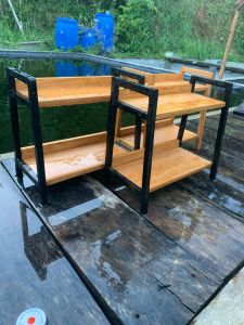 WoodCrafOsh RAK SUSUN 2 TINGKAT SERBAGUNA DAN MINIMALIS BERBAHAN KAYU MAHONI