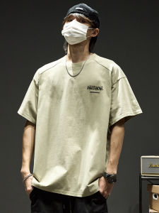 Pure Cotton T-Shirt Mens American High Street Ins Hip Hop Letters Print Raglan Sleeve Tops Summer Casual White Short Sleeve Fashion