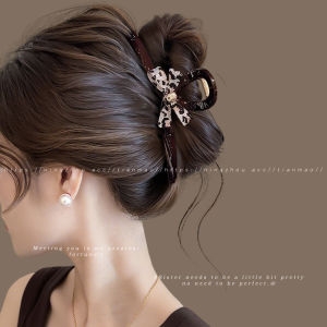 NING ZHOU | Premium Leopard Bow Shark Hair Clip Large