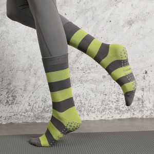 Striped Mid-Calf Length Yoga Socks Non Slip Professional Women Long Pilates Training Socks Fitness Trampoline Non Slip Cotton Socks