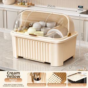 MEIZHUFU | Flip Cover Portable Kitchen Utensil Storage Rack with Drainage Basket