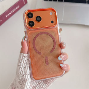 Luxury Bling Glitter Magnetic Case for iPhone 17 16 15 14 13 12 11 Pro Max Plus For Magsafe Metal Lens Frame Clear Bumper Cover