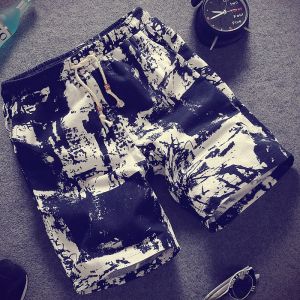 Summer Special Price Loose Cotton Linen Beach Shorts Mens Quick Dry Large Size Floral Print Casual Pants Straight Leg Style