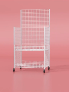 Mobile Folding Stall Cart Small Cart Portable Display Shelf with Wheels Grocery Promotion Display Rack Night Market Floor Standing Rack Multi Function Storage Rack Strong Load Bearing