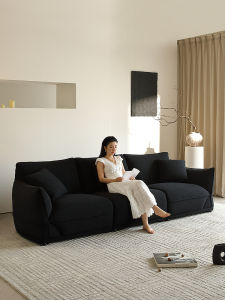 Modern Minimalist Italian Style Sofa Straight Row Chinchilla Fabric Living Room Furniture Small Household Cloth Art Sofa