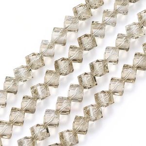 Hạt Cườm Thủy Tinh Pha Lê Hình Vuông Nhiều Mặt Kích Thước 4-8mm Dùng Làm Đồ Trang Sức Tự Làm - Vòng Tay Khuyên Tai Vòng Cổ Đồ Thủ Công