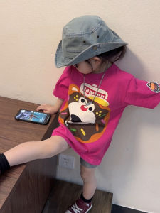 Childrens Summer New Style T-Shirt Cartoon Print Casual Loose Fit Short Sleeve Mid-Length Fashionable Top for Girls And Boys