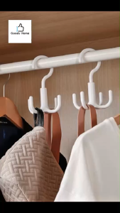 Goody Home ที่แขวนของ มีหัวตะขอ 4 แฉก หมุน ได้ 360 องศา แขวนของใช้ทั่วไป กระเป๋า