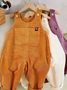 Long Corduroy Overalls for Baby Boys And Girls Spring Autumn New Style Shoulder Buckle Jumpsuit Pants Sports Yoga Fitness