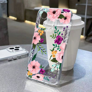 Transparent Silicone Phone Case For Samsung Galaxy S25 Ultra S26 Plus S24 FE S23 S22 Edge Protective Flower Painted Funda Cover