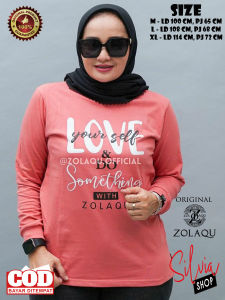 KAOS ZOLAQU TERBARU 2024 FASHION WANITA LENGAN PANJANG JUMBO KEKINIAN OFFICIAL RESMI ZLQ PINK SALEM