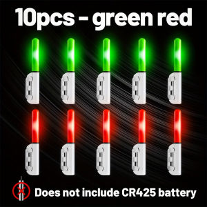 10pcs Rod Tip Light Smart Flashing Night Fishing Lure Fishing Indicator Light Red or Green Batteries Not Included