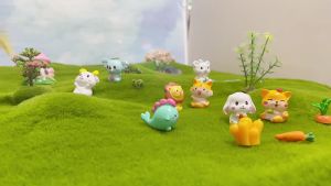 Penghantaran dari China [2025] Taman Haiwan Kesayangan Yang Comel   Kereta Kek Landskap Miniatur DIY Resin Perhiasan Kecil   Kraf Dinosaur Arnab Haiwan Comel 3.8
