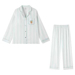 BE | Cushioned Chest Sleepwear Ice Silk Silk Autumn Long Sleeve Loungewear