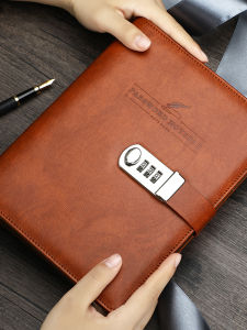 Password Protected Creative Simple Student Writing Notebook Retro Style Custom Logo