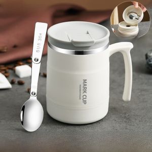 Stainless Steel Insulated Coffee Cup Macaron Color Office Ladies New Style Warmth Cup Home Use Water Cup with Handle Straw