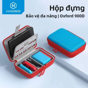 Hagibis Nintendo Switch/OLED Hộp Đựng Di Động Bảo Vệ Toàn Diện Túi Du Lịch Cho Máy Chơi Game Switch Thẻ Trò Chơi Chất Liệu Oxford