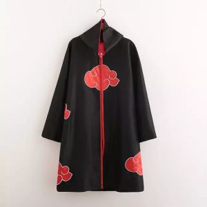 Jaket Pria Jubah AKATSUKI BLACK Hoodie Edisi Cosplay Anime Naruto/Jujujustu Kaisen/Onepeach