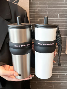 Cốc Nước Cách Nhiệt Dung Tích Lớn 2025 Mới Có Giá Trị Thẩm Mỹ Cao Di Động Xe Hơi Cốc Nước Bằng Thép Không Gỉ Đơn Giản Cho Học Sinh