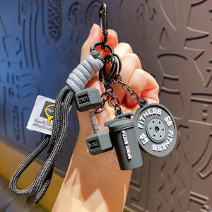 Dopamine Barbell Plates Keychain Kettlebell INS Simulation Dumbbells Keyring Detachable Creative Fitness Series Pendant Gifts