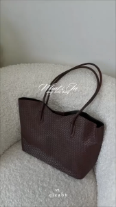 RAINSMORE Womens Bag Woven Texture 2-in-1 Tote Bag Large Capacity Commuter Shoulder Bag