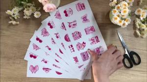 Conquette UV DTF Wrap Stickers - 8 Sheets Pink Bow Motel Keychain Sticker Butterfly Disco Ball Flower Design Waterproof UV DTF Transfer Decals for Hotel Keychains(80 pcs)