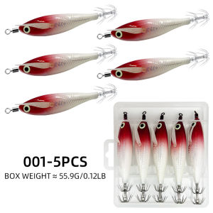 Bộ Mồi Câu Mực Tôm Phát Sáng Trong Bóng Tối ShareShark 5 Chiếc Dùng Cho Câu Cá Biển Câu Mực Ống Bạch Tuộc Mồi Cứng Phát Quang