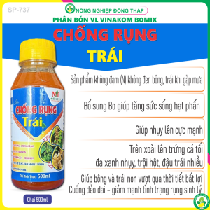 Phân Bón Vi lượng VINAKOM BOMIX – CHỐNG RỤNG TRÁI – Dai Cuống Chống Rụng Hoa và Trái Non Lên Trứng Cá Trội Hột Hạn Chế Rụng Trái Sinh Lý Tối Đa Sau Khi Bao Trái (Chai 500ml)