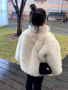 Thickened Fur Coat for Girls Autumn Winter Clothes Stand Collar Baby Animal Plush Little Girl Fashionable Water Rabbit Velvet Cotton Jacket