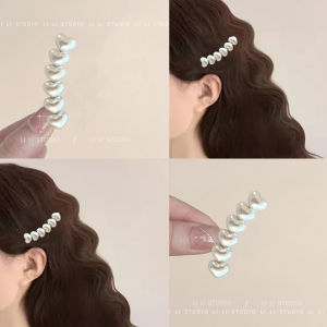 Rum Red Tea Pearl Hair Clip Sweet Heart Design Side Duckbill Hair Clamp Bangs Clamp Travel Hair Care Products