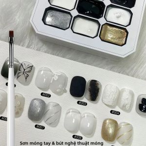 Sơn Móng Tay Gel UV SJP 9 Ô Đen Trắng Chất Liệu Đặc Dùng Cho Làm Nail Nghệ Thuật Tự Làm Dán Thạch Cao Trang Trí Móng